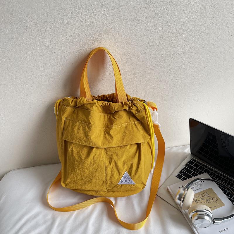 Large capacity Drawstring Bucket Bag SuperLight Style Lady Small Satchel Leisure Multi Pocket Shoulder Messenger Bag
