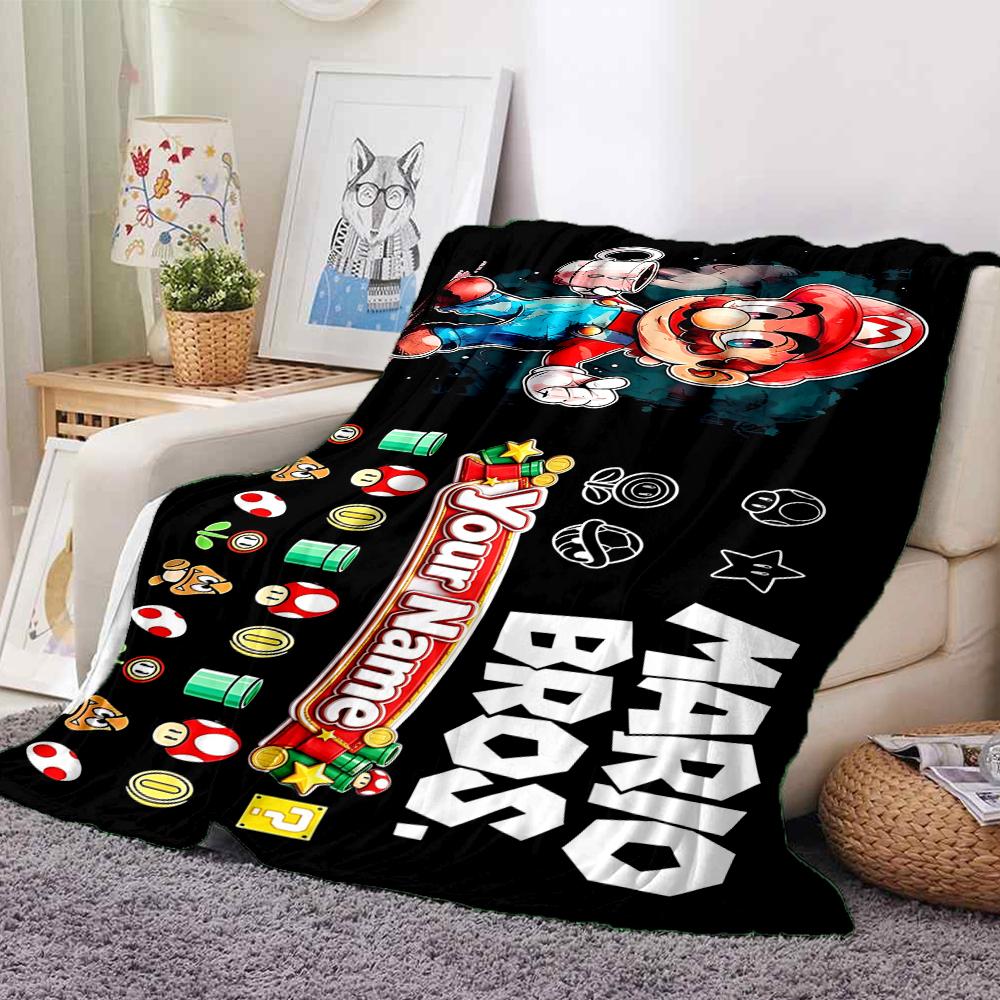 Custom 1Pc Retro Super Mario Bros Flannel Fleece Blanket Soft Warm Throw Blanket for Sofa Bed Couch Home Decor Travel Nap Blanket Xmas Gift Q1192