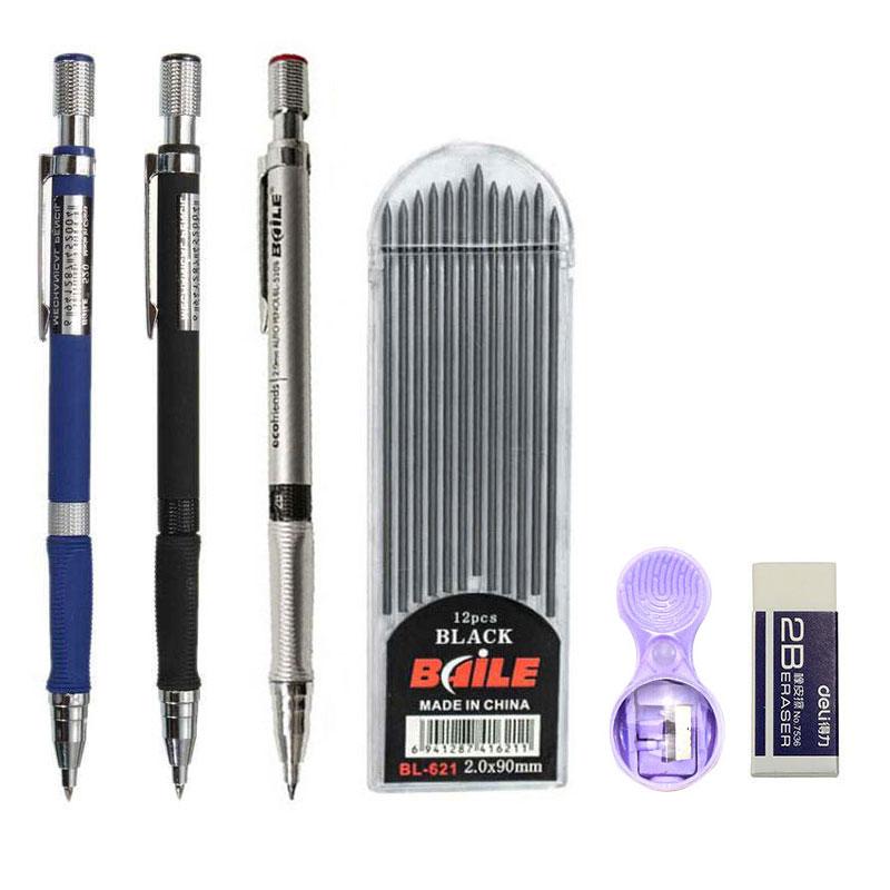 Xiaomi 2.0mm Mechanical Pencil Set 2B Automatic Pencils with Color/Black Lead Refills for Draft Drawing, Writing, Crafting, Art Sketch
