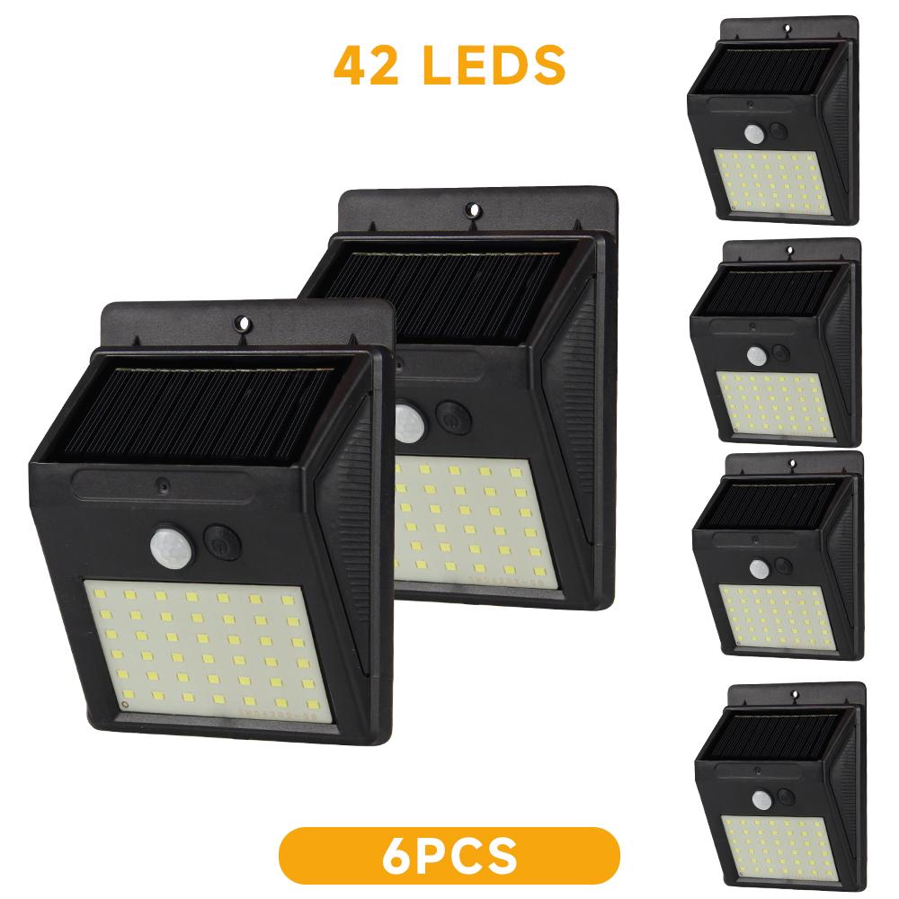 42/144/230 LED Solar Light PIR Motion Sensor Wall Light 4 Modes Solar Lamp Outdoor Waterproof Solar Courtyard Garden Wall Lamp