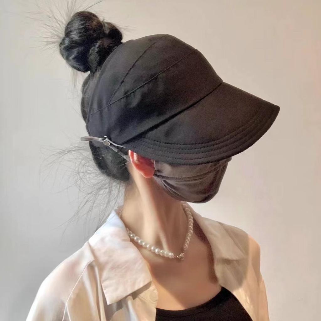 Summer new sunscreen cap can tie ponytail women's UV protection sun hat cap cap empty top hat sun hat