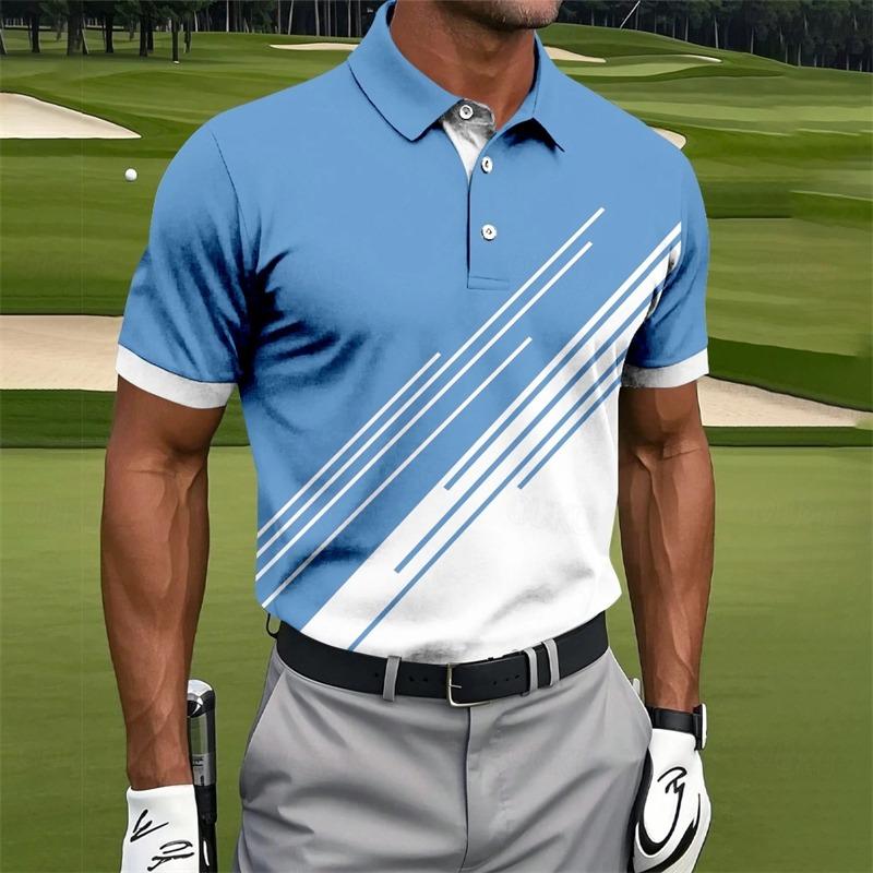 Simple Irregular Lines Graphic Polo Shirts For Men Fashion Summer Short Sleeve  Printed Golf Polo Loose Breathable Lapel Tees