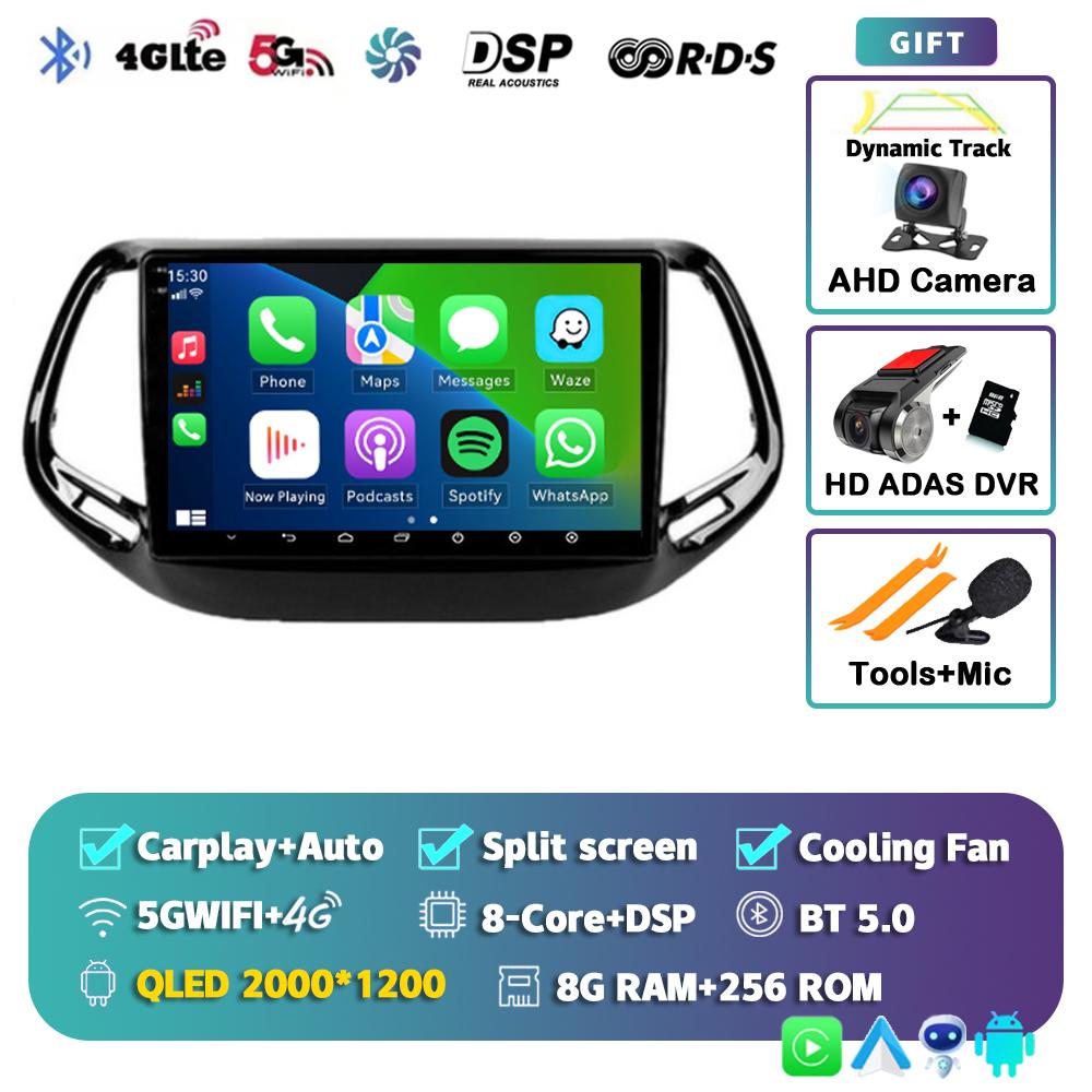 Android 14 Carplay Auto WIFI+4G Car Radio For Jeep Compass 2017 2018 2019 Multimedia GPS Video Player Stereo 2din Dsp Head Unit