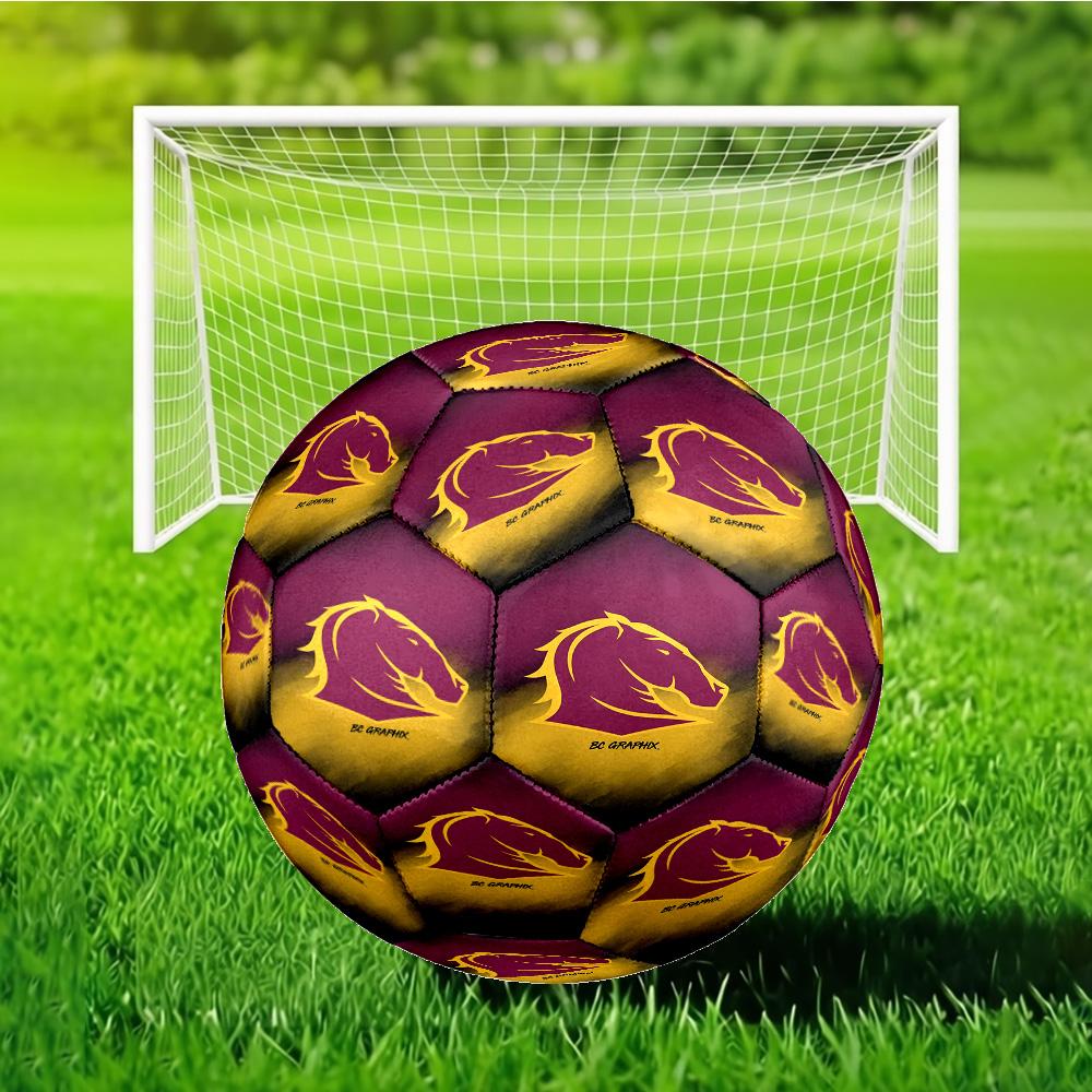 Brisbane Broncos Soccer Ball Size 5 Soccer Ball, Machine-stitched, Durable, Suitable for Training and Matches Fan Gift