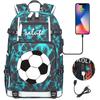 Soccer Print College Student Backpack with USB Charging Port Large Capacity Back To School Bags Women Men Laptop Travel Mochila