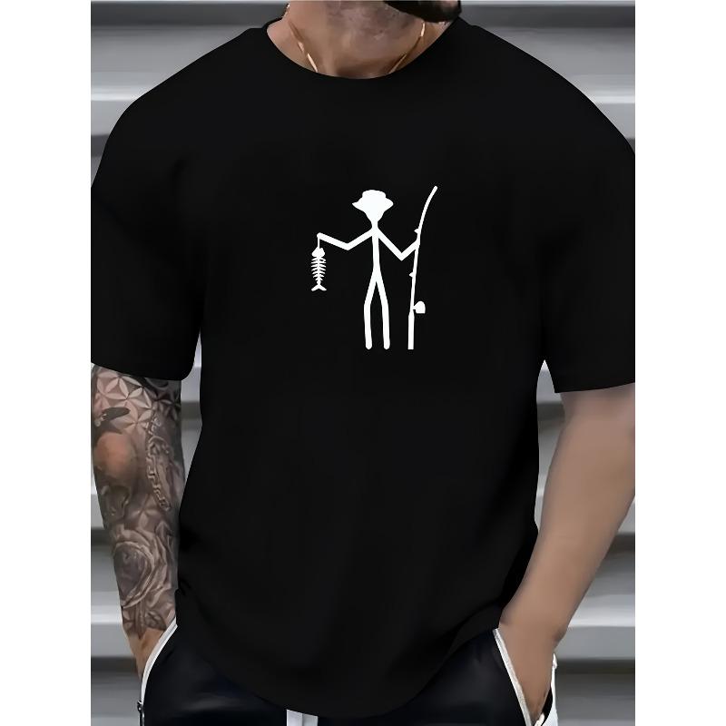Tallas europeas Diseño único Novedoso Serie Deportiva Creativa Estampado Camiseta de Manga Corta de Alta Gama para Primavera, Verano y Otoño, Cuello Redondo, Manga Media,