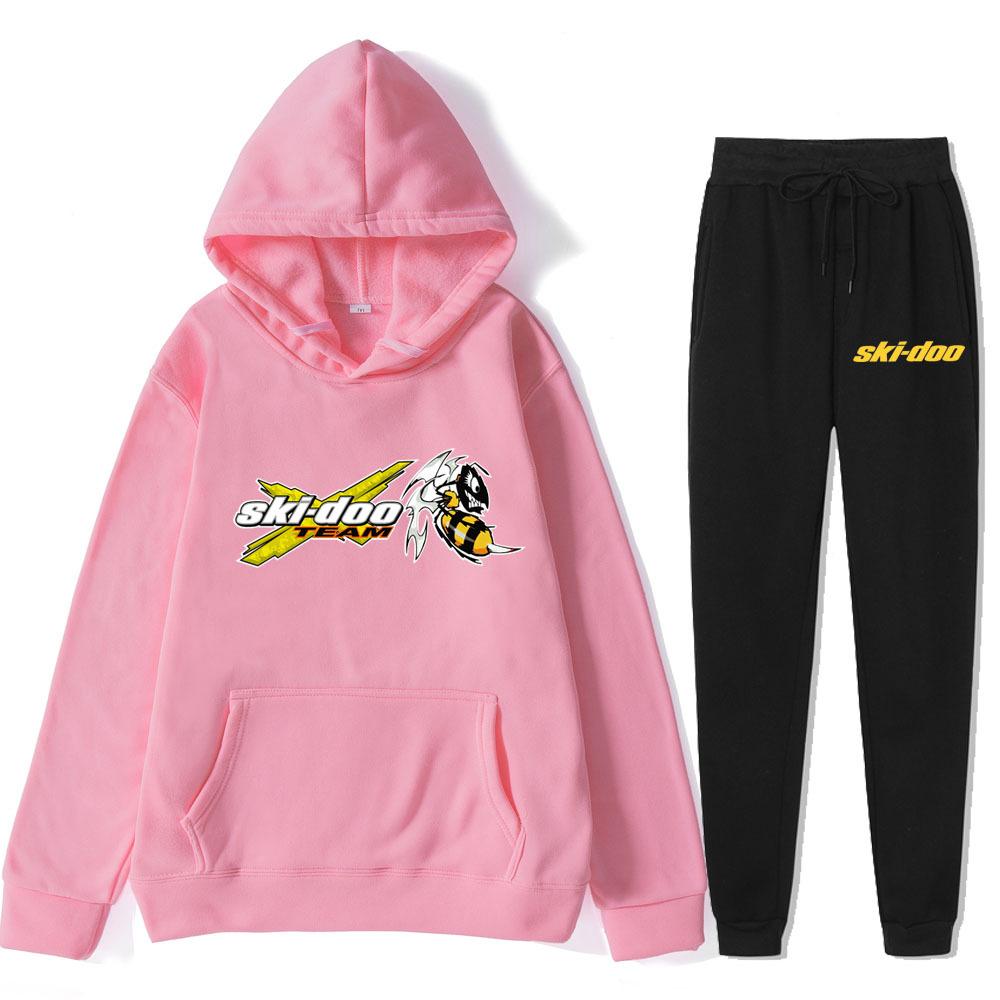 

Autumn Winter Ski-Doo Team Logo Printed Hoodies Sweatpants Set Fashionable Casual Warm Sports Long Sleeved Pants Men s Sport Wear XL