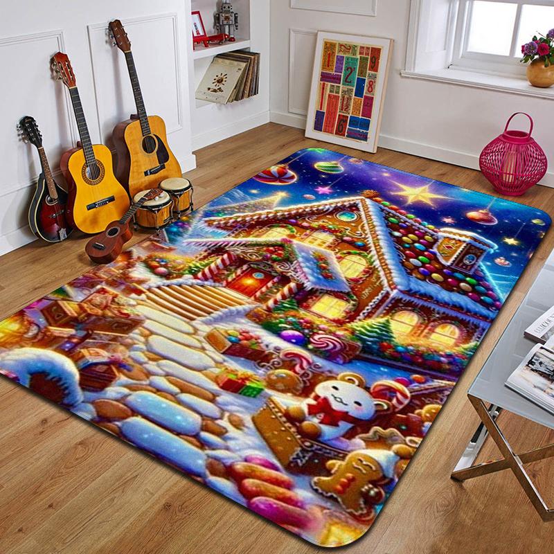 C-Weihnachten Bedruckter Teppich Eingang Fußmatte Wohnzimmer Schlafzimmer Badezimmer Rutschfester Teppich Heimdekorative Fußmatte Neujahrsgeschenk