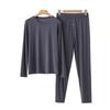 Men's Modal Thermal Set: Thin Base Layer with Round Neck Top & Trousers for Autumn/Winter