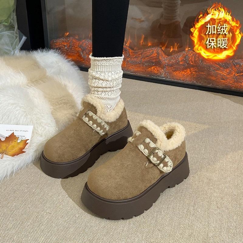Retro platform snow boots fleece bag autumn and winter fashion one-pedal shoes women's single shoes