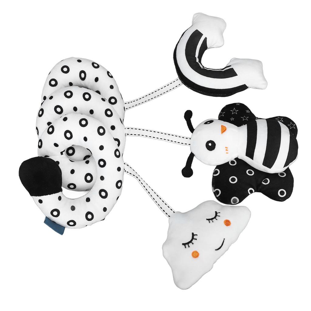 Baby Cute Cartoon Animal Spiral Plush Toy Newborn Black White Car Seat Stroller Hanging Rattles Toy Type 1