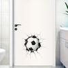 3D Breaking Through Wall Crack Soccer Football PVC Wall Sticker Self-Adhesive Removable for Kids Room Living Room Bedroom Sports Home Decor Art