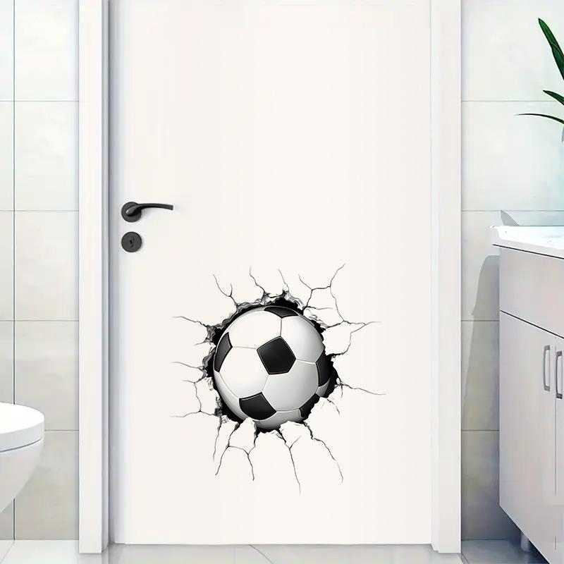 3D Breaking Through Wall Crack Soccer Football PVC Wall Sticker Self-Adhesive Removable for Kids Room Living Room Bedroom Sports Home Decor Art
