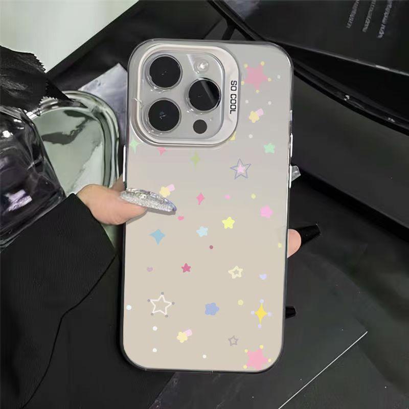 Polka dot color star color silver shell for Apple 16/15/14 Pro mobile phone case 15promax13/12/11X