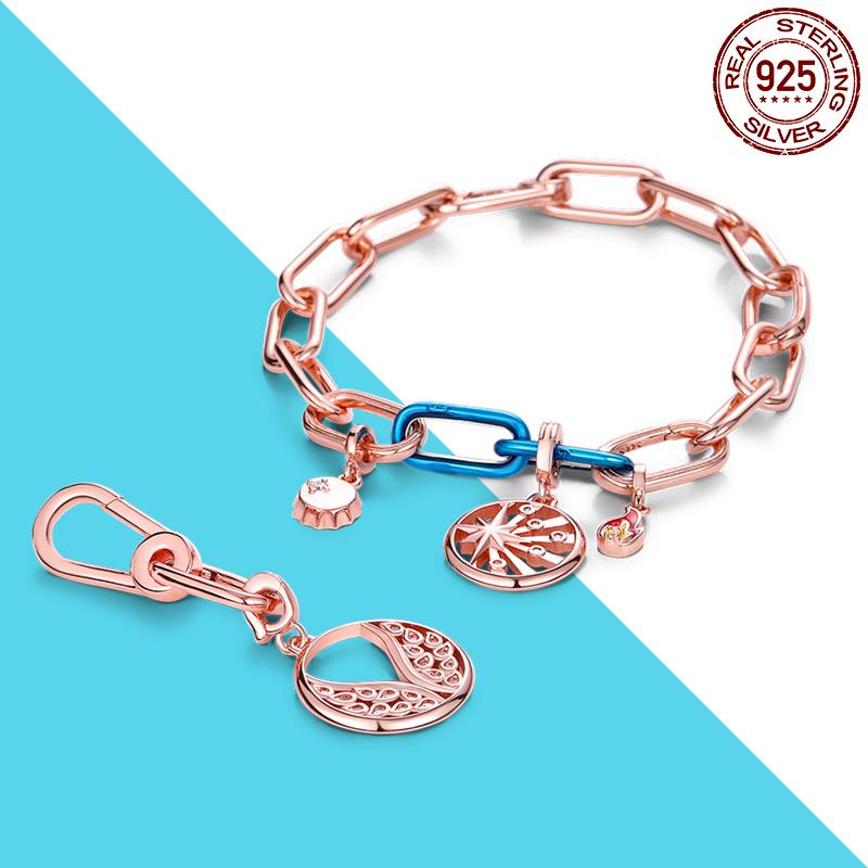 925 Silver Me Series Eye Medallion Pendant Charms for Bracelet Necklace DIY Link Earring Styling Two-ring Connector Jewelry