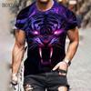 Tiger Graphic Men's Trend T-Shirts Summer Short Sleeve Street 3D Animal Print Fashion T Shirt 6XL Large Size O-Neck Casual Tops
