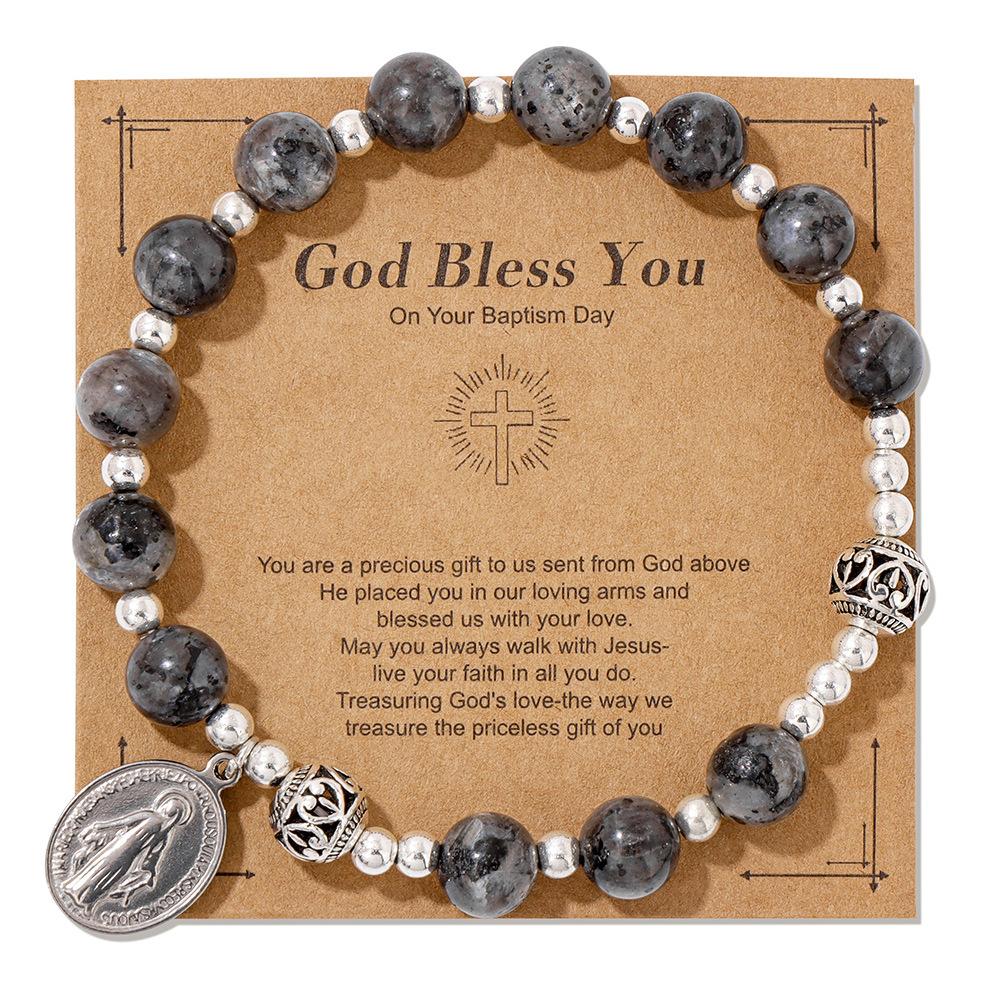 

JYL TS Bracelet Cross Pendant Literary Style Boosts Faith & Positive Energy glitter перська-рожевий колір