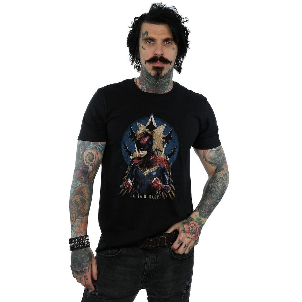 Marvel Mens Captain Marvel Jet Burst T-Shirt