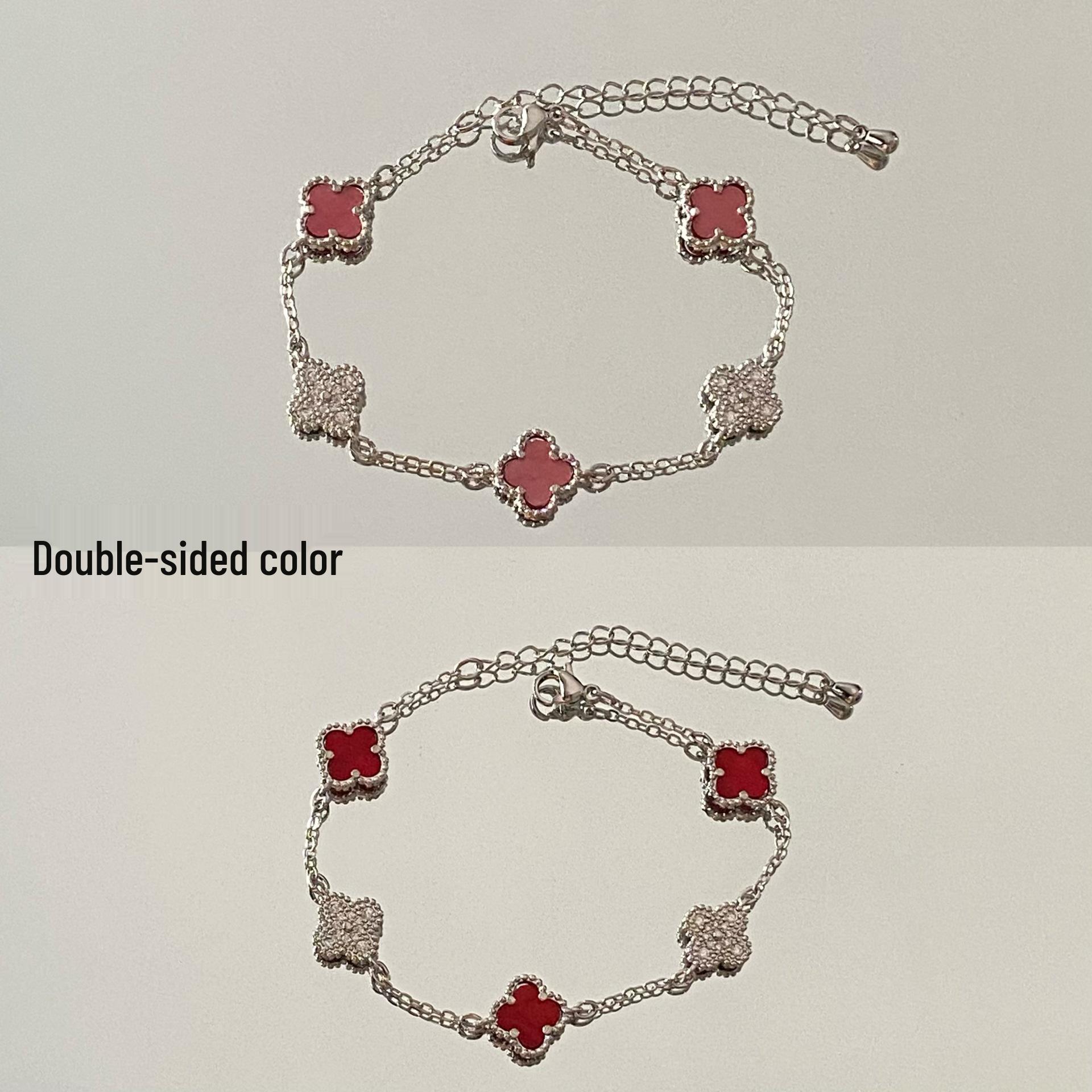 

Женский роскошный браслет из циркона и бриллиантов в виде четырехлистного клевера