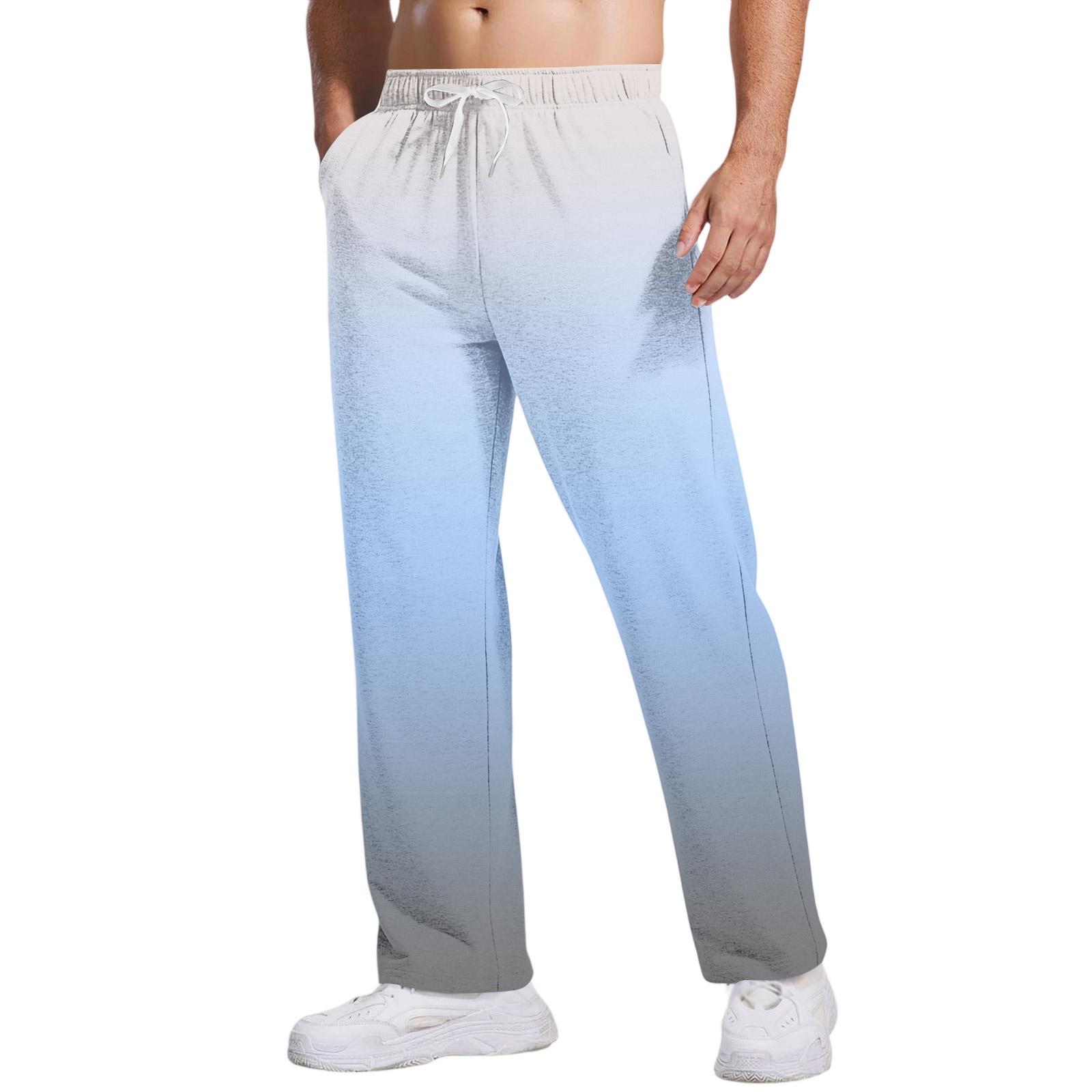 

Men s Tie, Gradient Casual Pants With Pockets | Loose Straight Leg, Elastic Waist With Drawstring For Daily & Casual Wear L білий
