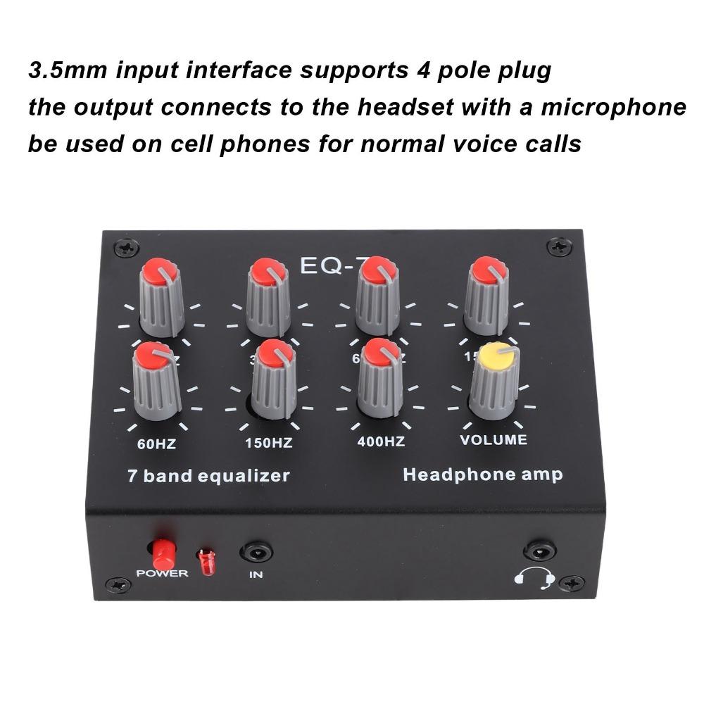 3.5mm 7 Band Equalizer 12dB High Bass Digital Equalizer  Sound Enhancement