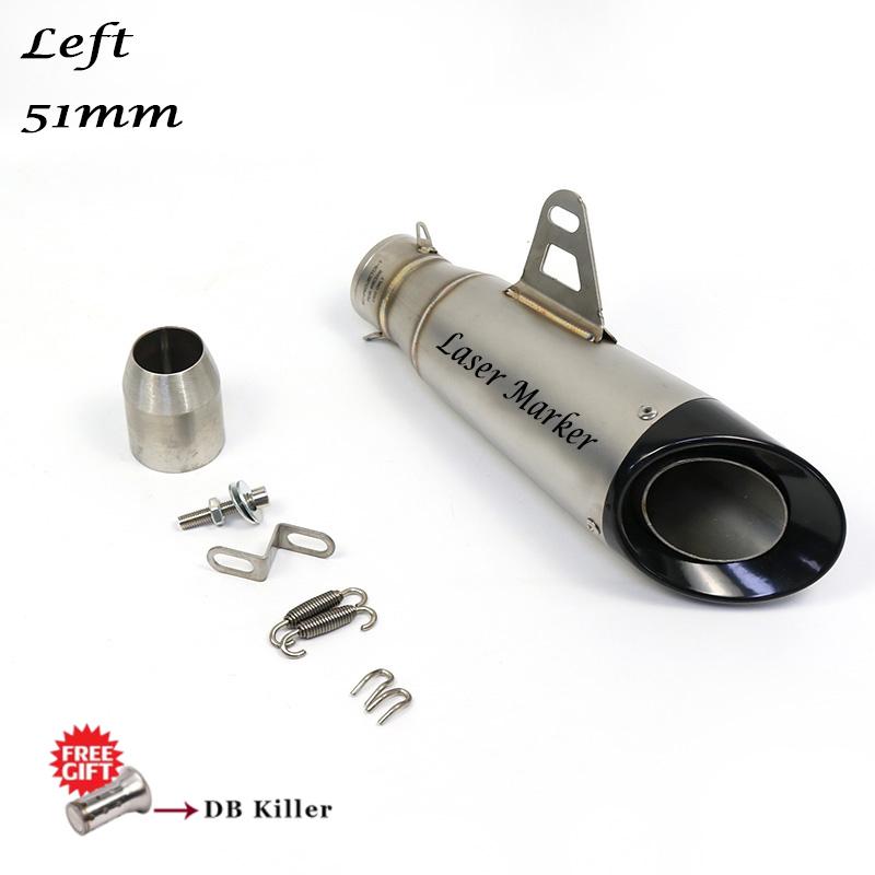 51MM Universal Motorcycle Left Right Exhaust Pipe Scooter Escape Muffler with DB Killer For Z1000 S1000RR CBR650R FZ6 YZF R1 R6