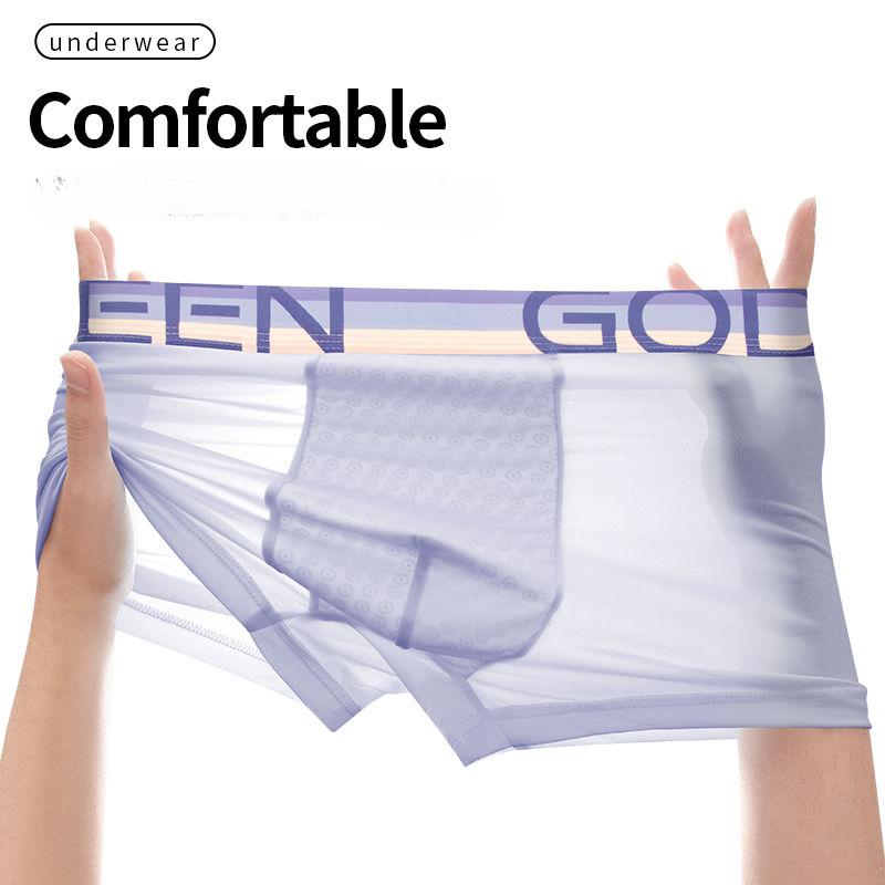 Ultra-thin Quick-drying Men's Underwear Teenagers Ice Silk Seamless Boxer Shorts Boys Sports Panties