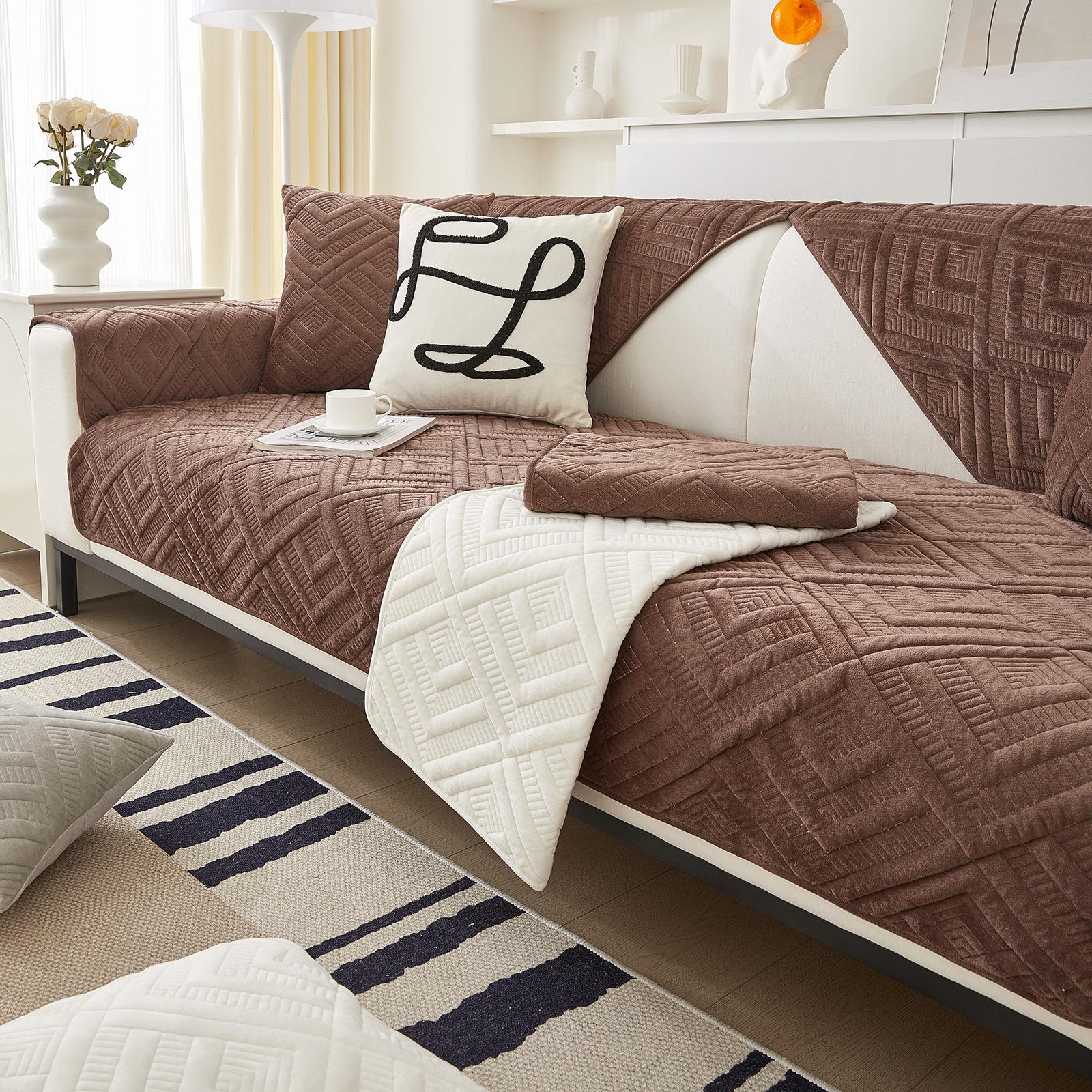 Утолщенный жаккардовый плюшевый чехол для дивана — фото 9