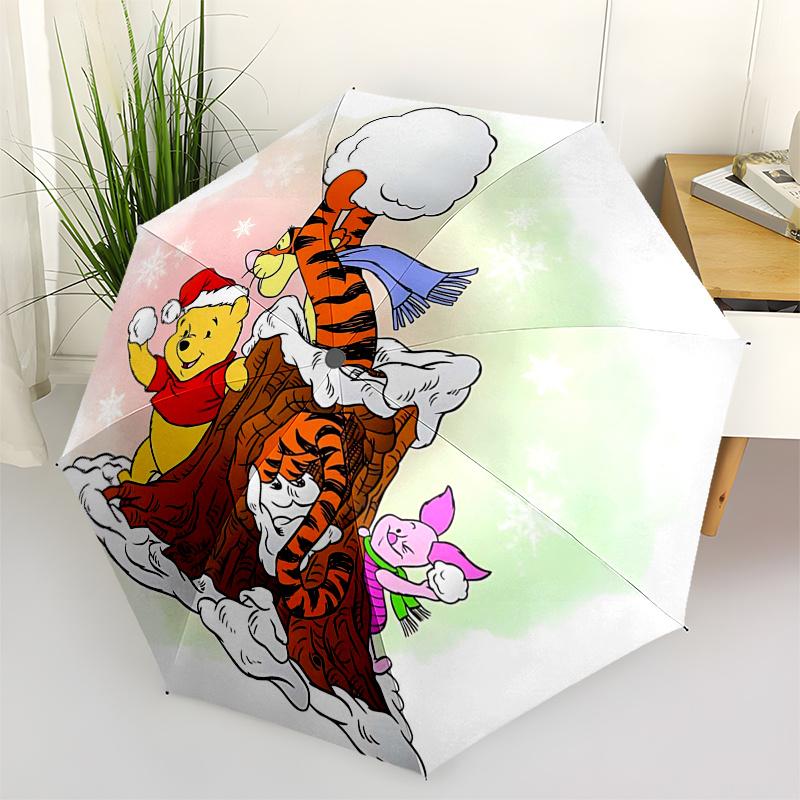 

Winnie and friends Themed Travel Umbrella-8 Ribs Automatic Opening and Closing, Portable Folding Design, Compact and Stylish Umbrella Suitab