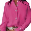 Women's Autumn Solid Color Metal Buckle Long-Sleeve Stand-Up Collar Shirt