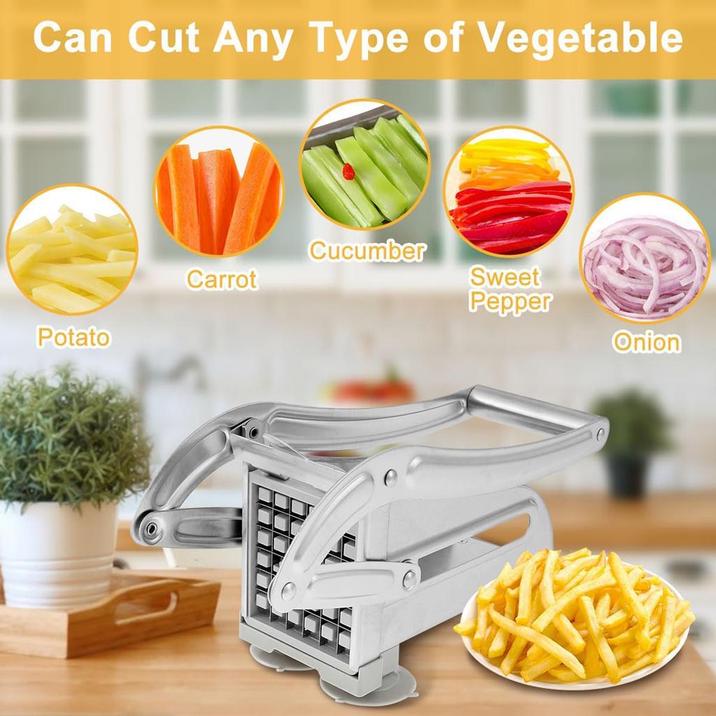 French Fries Cutter Stainless Steel Potato Slicer Quick-Cut Potato Slicer with 36 46 Hole Blade Manual Kitchen Tool