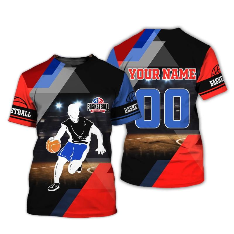 Outdoor Basketball Sports Men's T Shirt Personalization Name Print Short Sleeve Tee Fashion Breathable Clothing Summer Loose Top