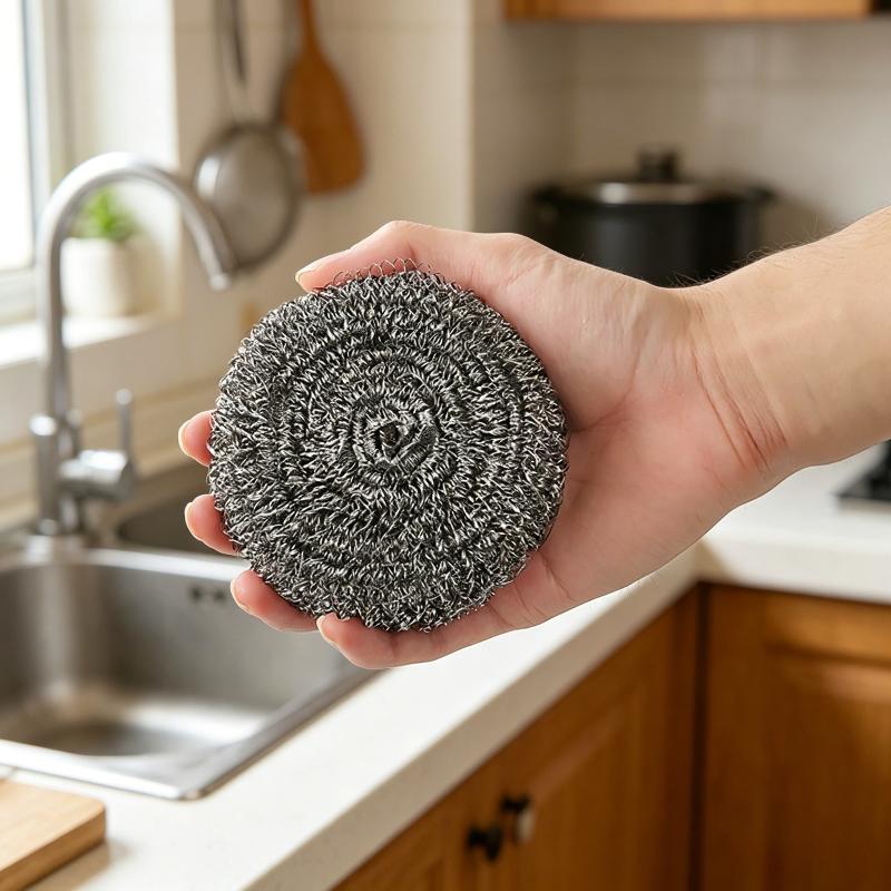 1/2/4Pcs Steel Wire Dishwashing Scrubbers Rust Proof Long Lasting Stainless Steel Balls for Kitchen Cleaning Use