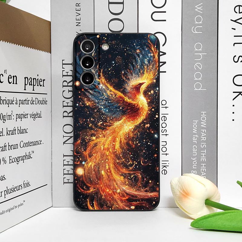 Luxury Phoenix Fire Feather Pattern Phone Case for Samsung Galaxy S25 S24+ S23 Ultra S22 Plus S20 S21 FE M53 M34 5G Soft Covers