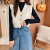 Spring Autumn New Women's Cardigan Horse Clip Sleeveless Knit Loose V-Neck Outer Short Vest Jacket