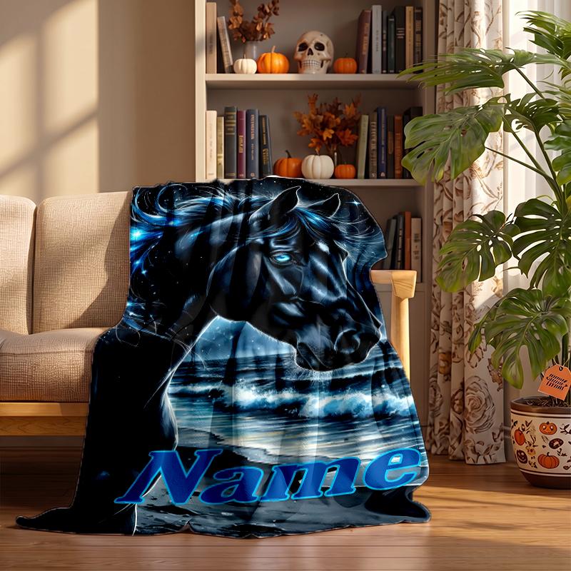vivid horse Custom Flannel Blankets Soft Warm Cozy Throws for Home Decor Holiday Gifts