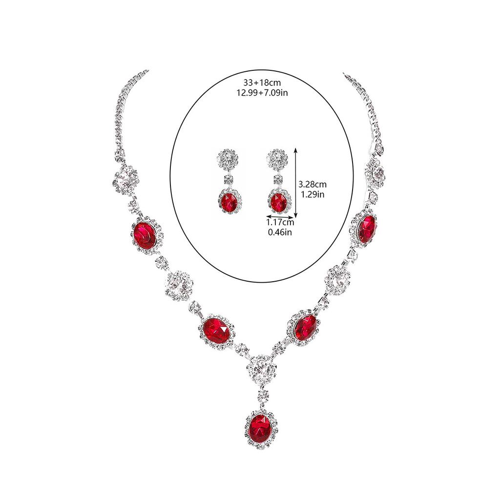 Luxury Dinner Sparkling Rhinestone Necklace Earrings Set, High-end Necklace Earrings, Bridal Jewelry