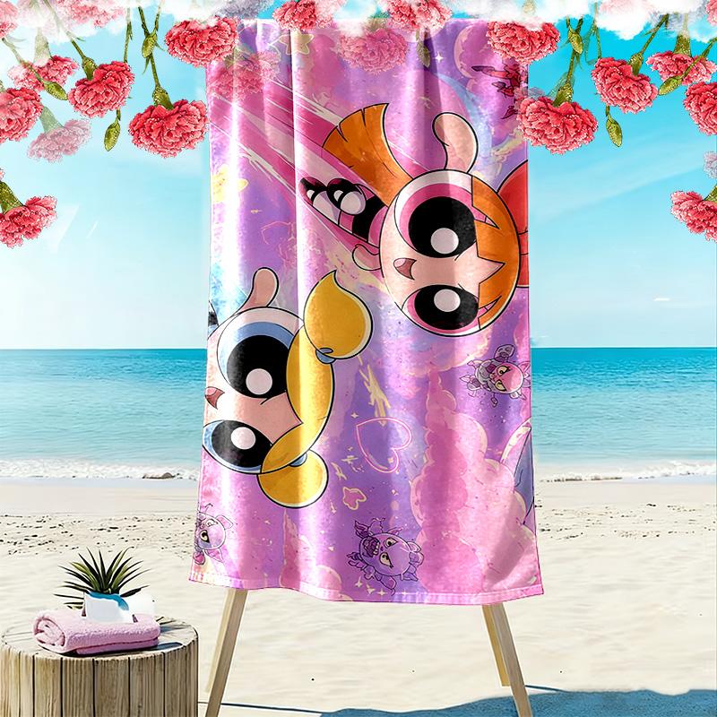 The Powerpuff Girls Print Beach Towel, Large Soft Quick Dry Towel for Beach Camping Swimming