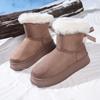 Women's New Winter Fleece Lined Thickened Bread Shoes Furry Cotton Shoes Chunky Sole Elevated Non Slip Warm Snow Boots