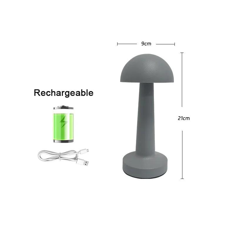 Mushroom LED Table Lamp Rechargeable Touch Night Light Wireless Dimmable For Home Bar Coffee Dining Room Decor Retro Table Lamp