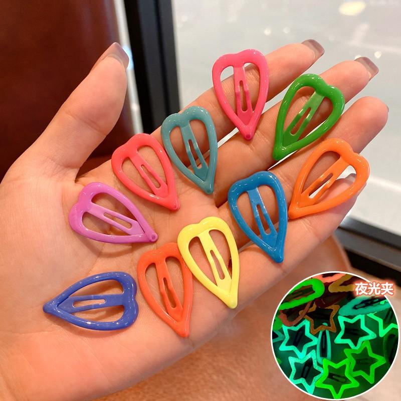 10PCS Candy Color Luminous Star Hair Clips For Kids Girls Headwear Metal Barrettes Cute Heart BB Clips Hairpins Hair Accessories