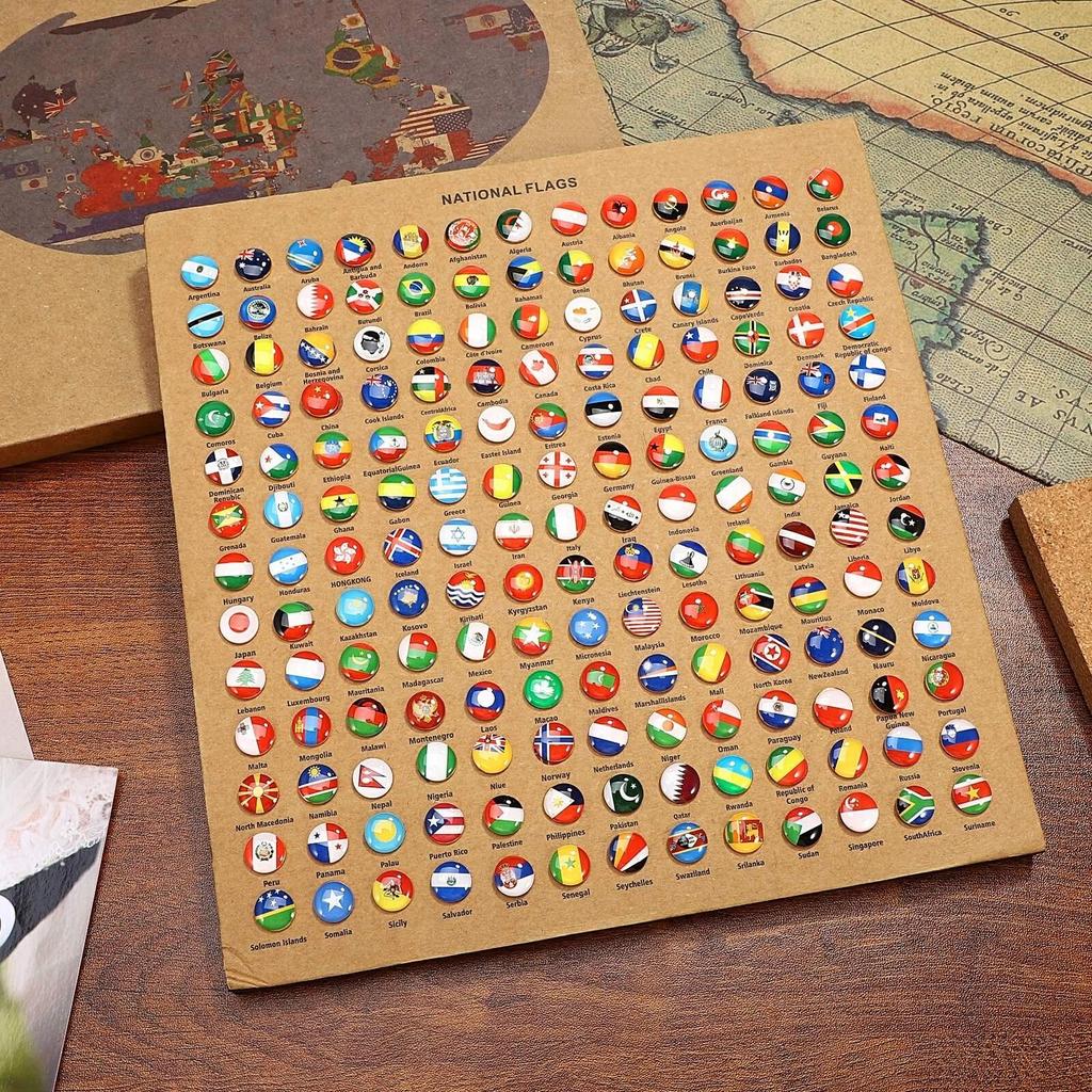 291 Pieces National Flag Thumb Tacks with Country Map Christmas Gifts