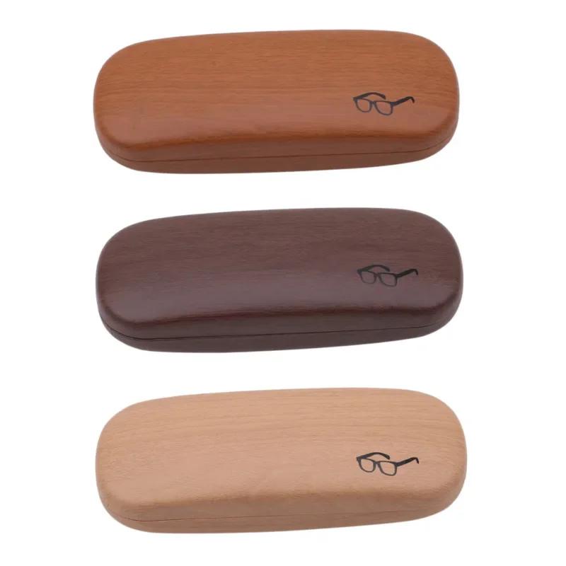 High Quality Wood Grain Hard Hard Shell Glasses Case,Eye Glass Carry Case for Men Women PU Leather Eyeglass Box Holder