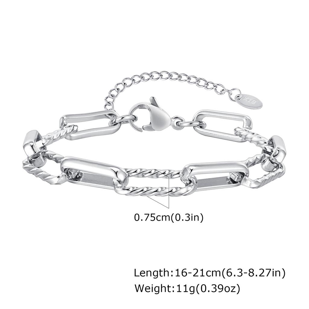 Stainless Steel Paperclip Chain Bracelet Metal Simple Bracelet For Women Men Silver Plated Punk Jewelry Gifts