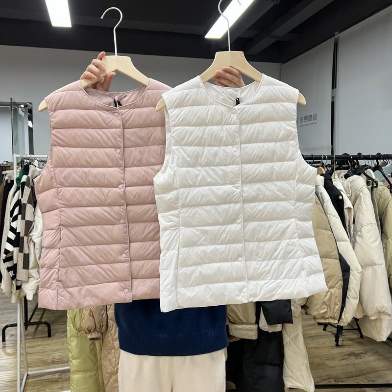 Womens Short Lightweight Down Vest 2026 Fall Winter Thin Warm Puffer Without Sleeves Slim Fit Urban Style