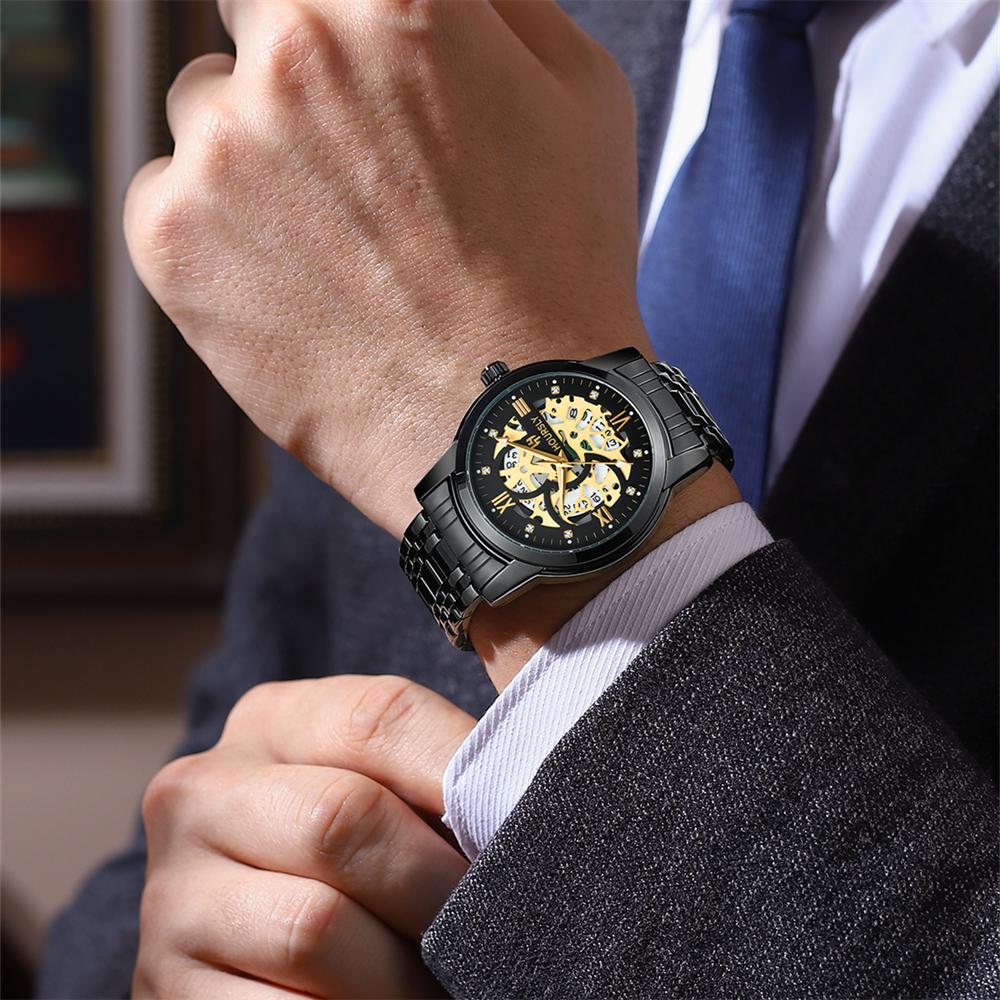 New Business Leisure Men's Quartz Watch Fashionable and Trendy Lifestyle Waterproof Night Light Diamond Inlaid Quartz Watch