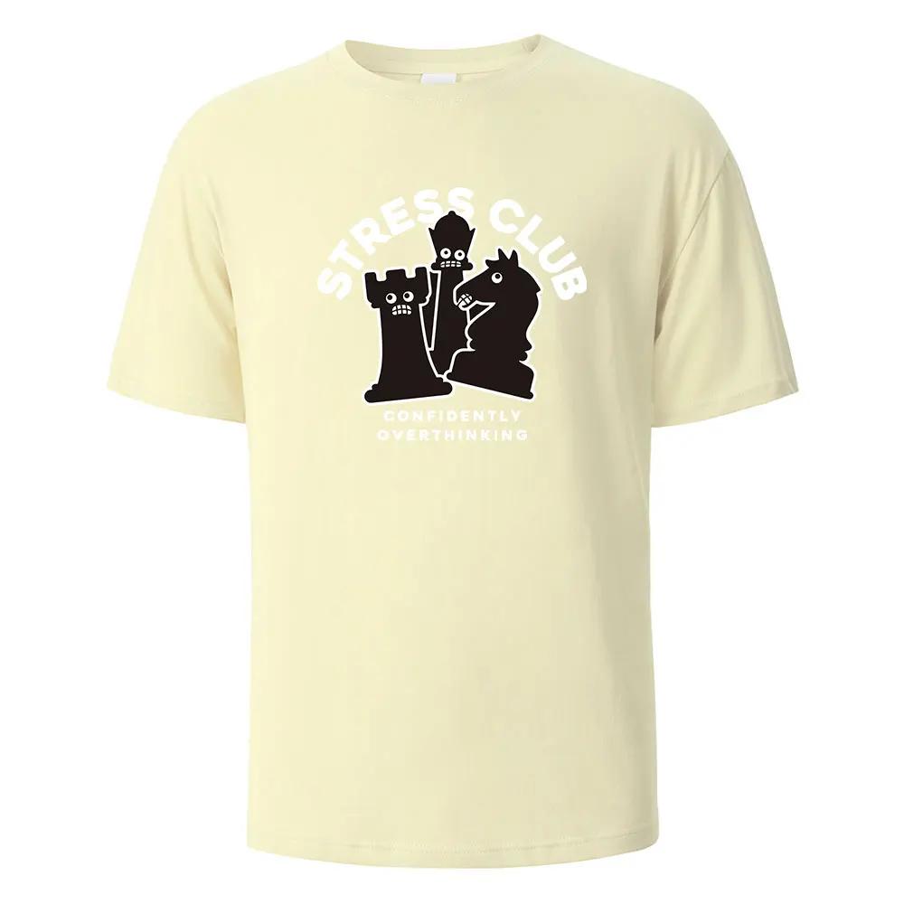 Stress Club Print T-Shirt 100% Cotton Summer Tees For UnisexOversize Casual Tops