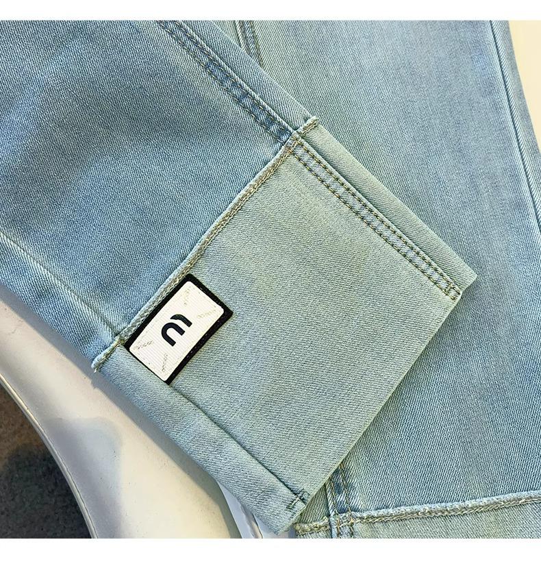 Women's Retro High Waist Patchwork Jeans - Slimming Straight Leg Cigarette Pants, Spring/Autumn 2025 Collection.
