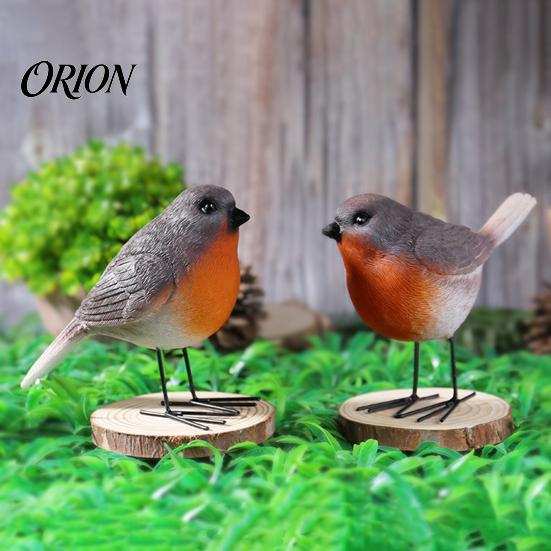 Decorative Bird Figures for Plants 2Pcs Outdoor Garden Ornaments, Realistic Pastoral Figurine, Resin Ornaments Weatherproof Lifelike Animal Sculpture
