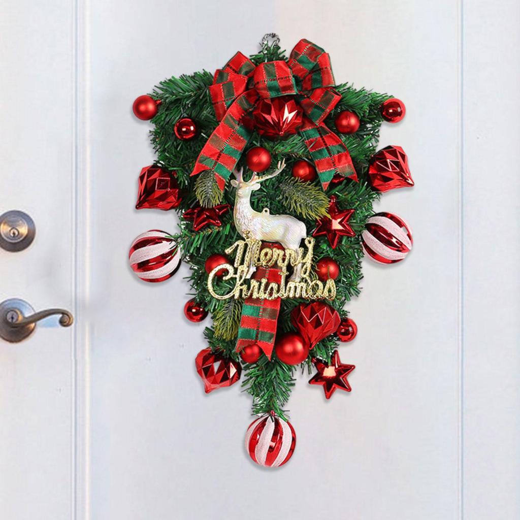 Christmas Teardrop Swag Wall Hanging Ornament Christmas Wreath Xmas Garland for Fireplace Holiday Porch Front Door Decoration